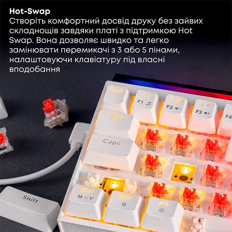 Изображение Клавиатура AJAZZ NK68 Red Switch White (NK68-R-W)