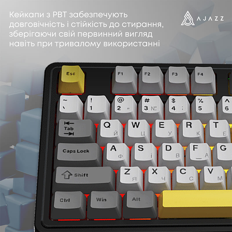 У Фокстрот Клавіатура AJAZZ AK980 V2 Maillard Switch Black/Grey/Yellow (AK980-V2-M-BGY)
