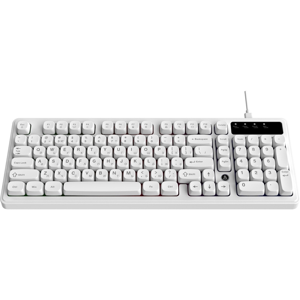 Клавіатура AJAZZ AF98 White (AF98-W) Додатково Mixed Light підсвічування; інтерфейс USB Type-C; світлодіодні індикатори активних режимів: Caps Lock, Num Lock, Scroll Lock та Win Lock