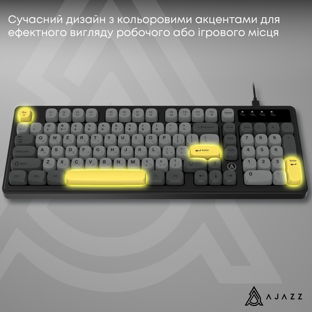 В Україні Клавіатура AJAZZ AF98 Black/Grey/Yellow (AF98-BGY)