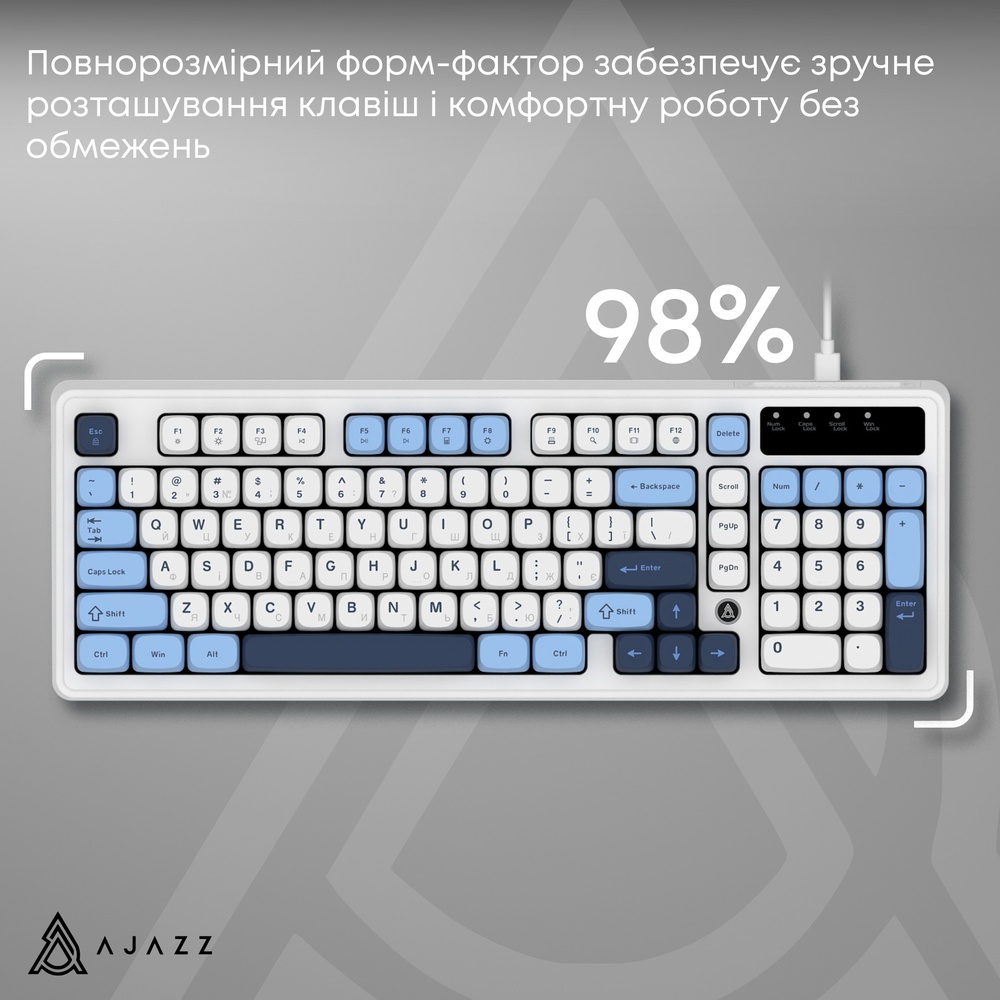 В Фокстрот Клавиатура AJAZZ AF98 White/Blue (AF98-GB)