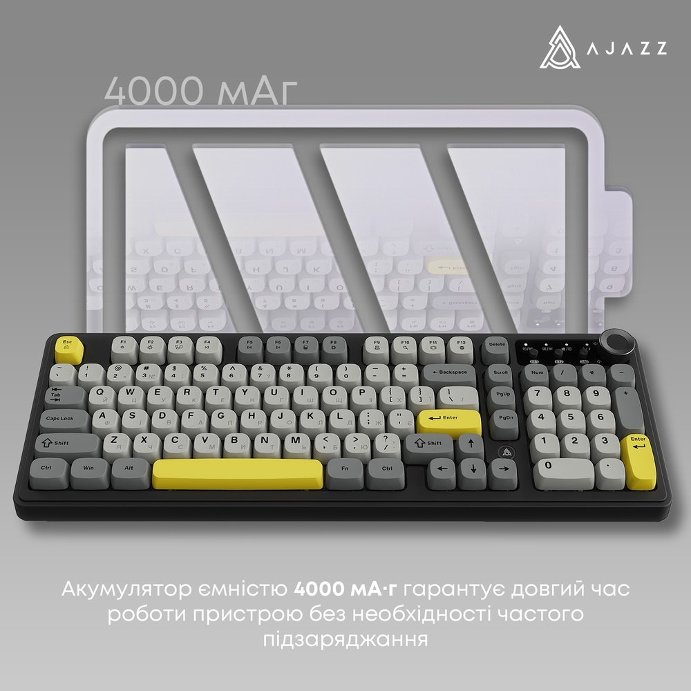 В інтернет магазині Клавіатура AJAZZ AF98 Plus Black/Grey/Yellow (AF98-PLUS-BGY)