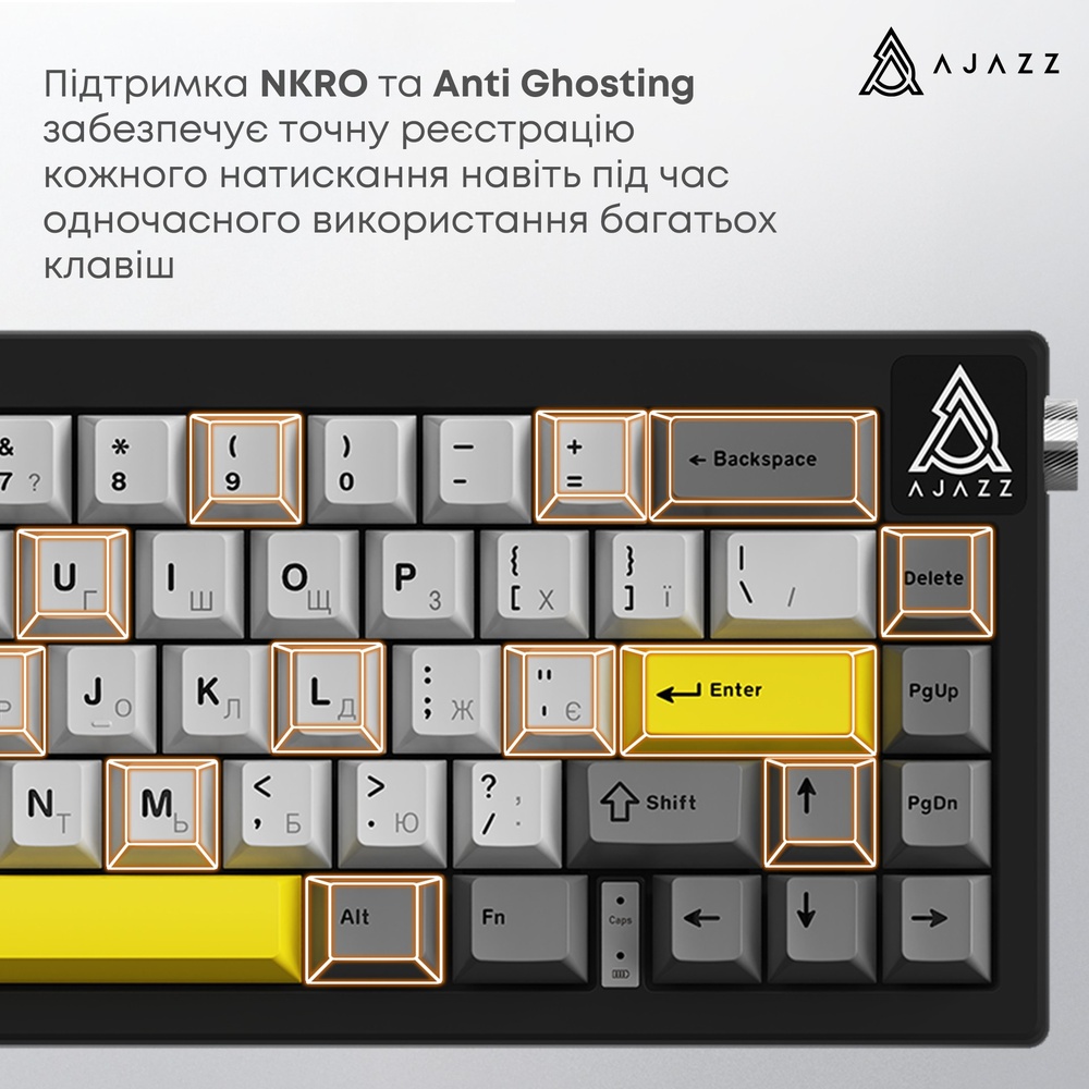 Внешний вид Клавиатура AJAZZ AK650 Moon Yellow Switch Black/Grey/Yellow (AK650-MY-GWY)