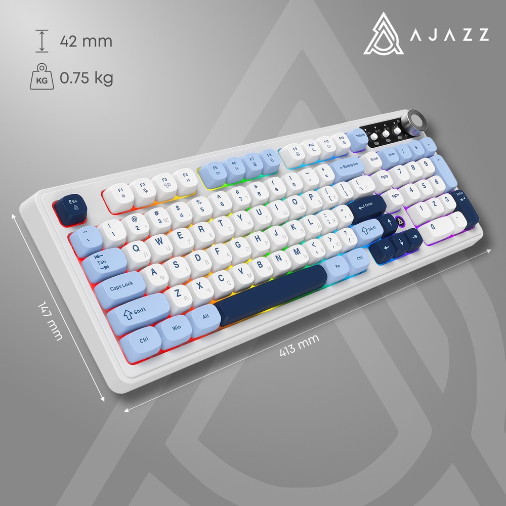 В Фокстрот Клавиатура AJAZZ AF98 Plus White/Blue (AF98-PLUS-GB)