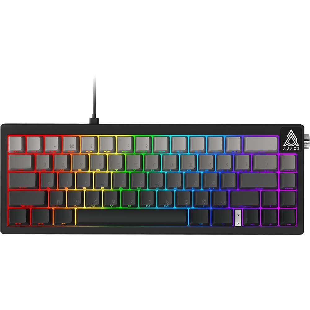 Клавіатура AJAZZ AK650 Day Dream Switch Gradient Black (AK650-DD-BG) Додатково NKRO та Anti-Ghosting; RGB-підсвічування; Gasket Mount з багатошаровою шумоізоляцією; Hot Swap (3- та 5-pin); лінійні перемикачі Moon Yellow Switch (хід 3,5 мм, спрацьовування 2,0 мм, зусилля 40 г); попередньо змащені перемикачі; кейкапи PBT