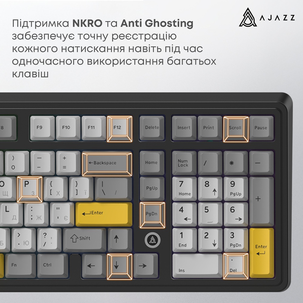 Фото Клавіатура AJAZZ AK980 Magnetic Switch Black/Grey/Yellow (AK980-MAX-M-BGY)