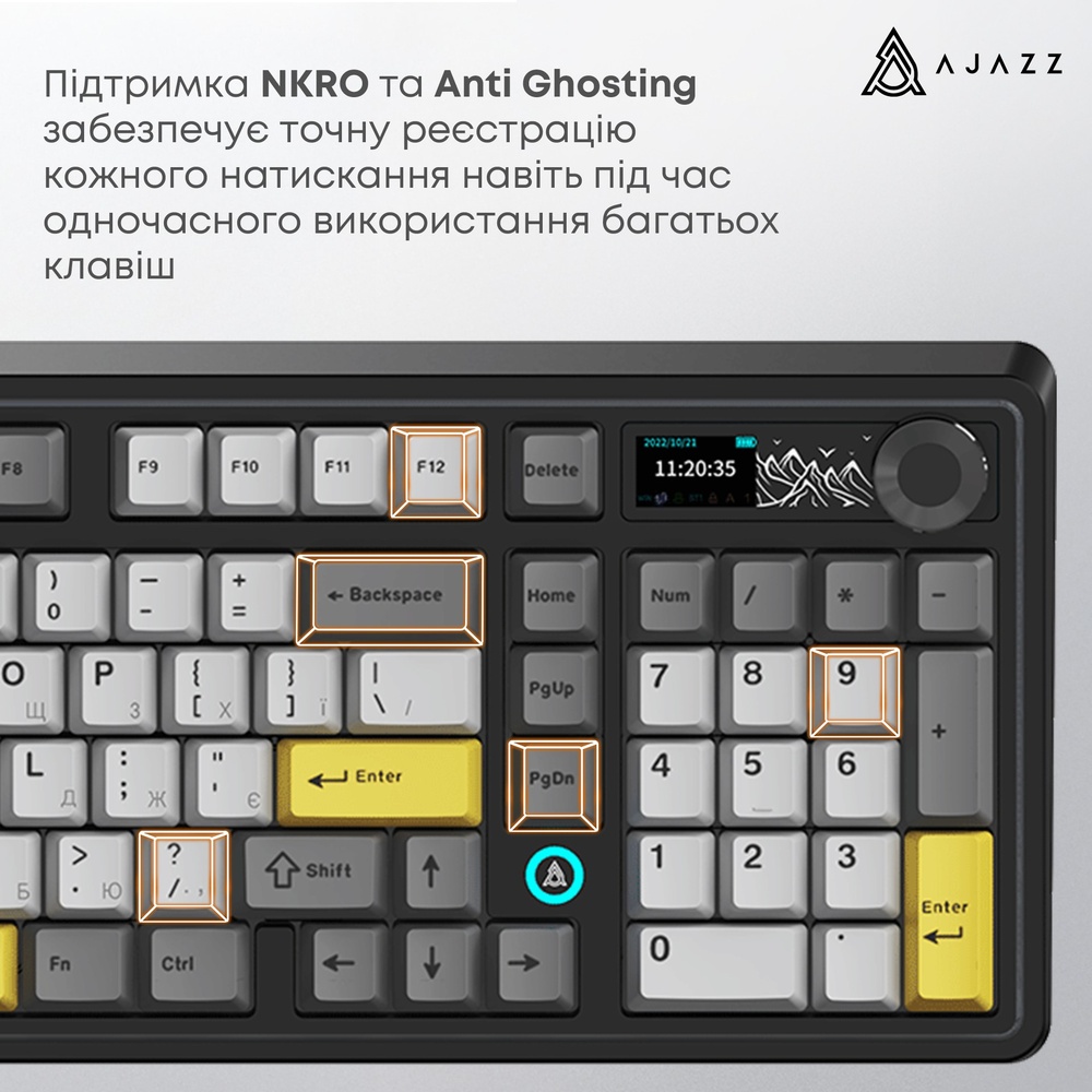 Фото Клавиатура AJAZZ AK980 V2 Gift Switch V2 Black/Grey/Yellow (AK980-V2-G-BGY)