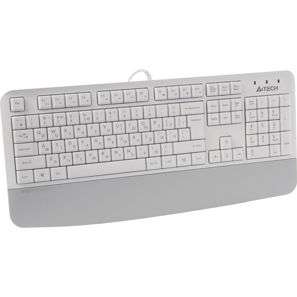 Клавіатура A4TECH FK20 White Додатково гарячі клавіші: 12 шт., нанесення: лазерне гравіювання, регульовані ніжки клавіатури