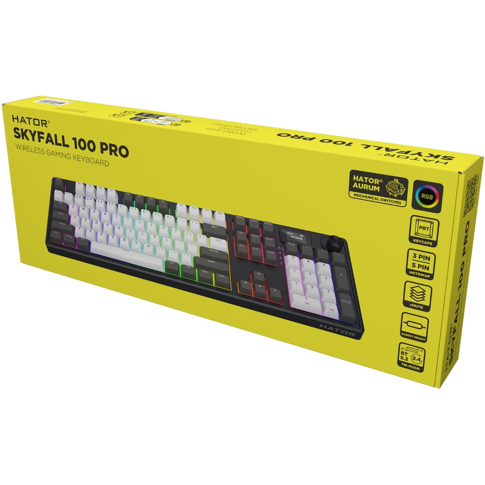 Фото Клавіатура HATOR Skyfall 100 PRO wireless US Grey-Black (HTK4100)