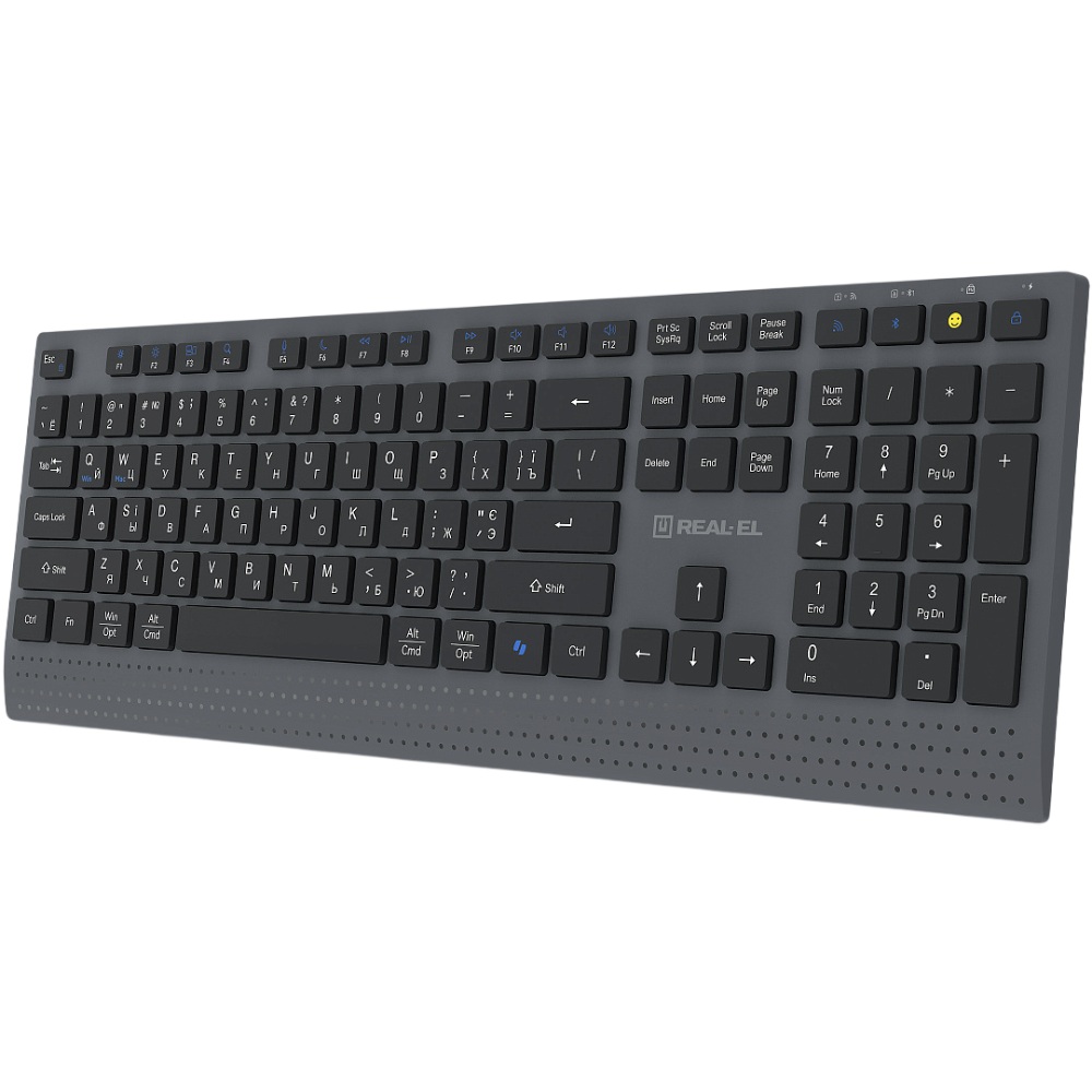 Клавіатура REAL EL RK-715W Комплектація клавіатура, донгл 2,4 ГГц, кабель для заряджання USB Type-C, інструкція