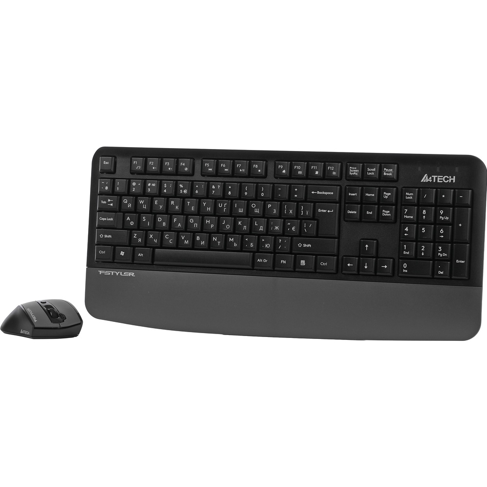 Комплект A4TECH FG2500S Plus (Grey) Комплектація Клавіатура; Миша; USB Nano приймач; USB подовжувальний кабель 100 см; Елементи живлення (2xAA)