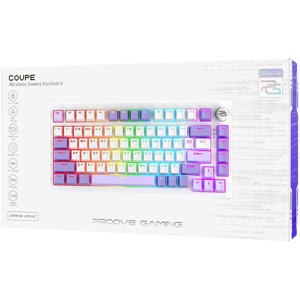 Клавіатура PROOVE GAMING Coupe Ukraine Layout white/purple (WKCP00022404) Конструкція механічна