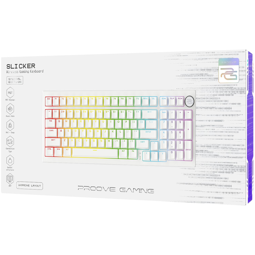 Клавіатура PROOVE GAMING Slicker Special Edition Ukraine Layout white (WKSLSE022402) Конструкція механічна