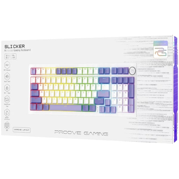 Фото Клавіатура PROOVE GAMING Slicker Special Edition Ukraine Layout white/purple (WKSLSE022416)