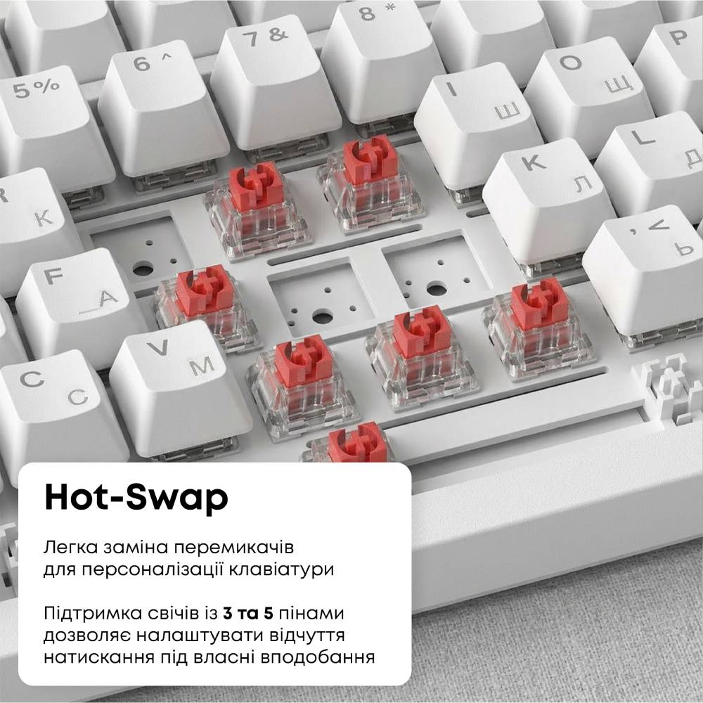 Клавиатура AJAZZ AK820 Red Switch USB-C White (AK820-R-W) ᐉ