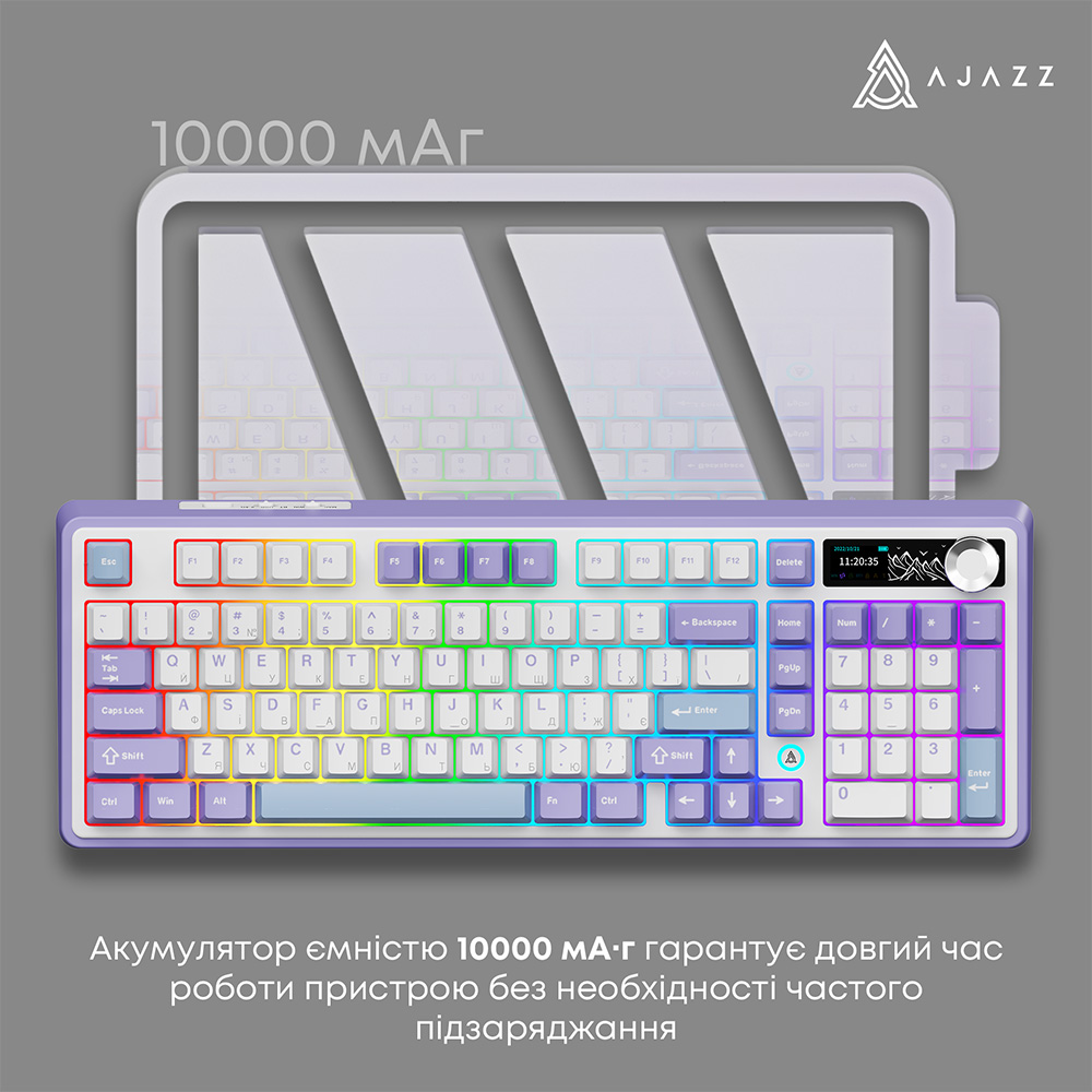В Украине Клавиатура AJAZZ AK980 V2 Maillard Switch Purple/White/Blue (AK980-V2-M-PWB)
