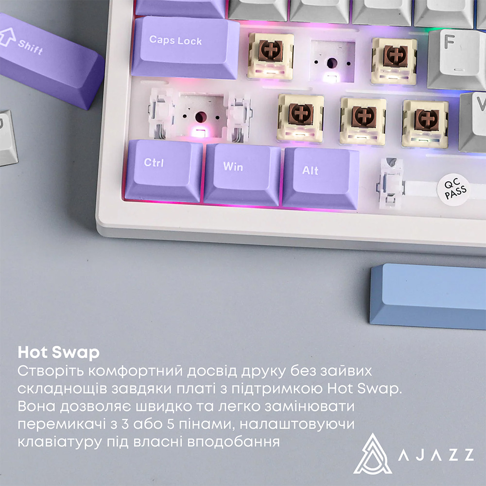 В Фокстрот Клавиатура AJAZZ AK980 V2 Maillard Switch Purple/White/Blue (AK980-V2-M-PWB)