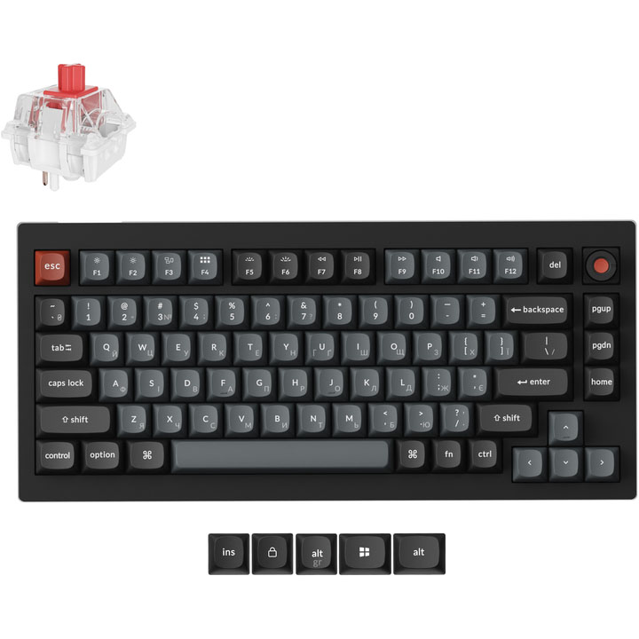 Клавиатура KEYCHRON V1 8K Super Red Switch Black RGB (V1W-D1-UA Клавиатура KEYCHRON V1 8K Super Red Switch Black RGB (V1W-D1-UA