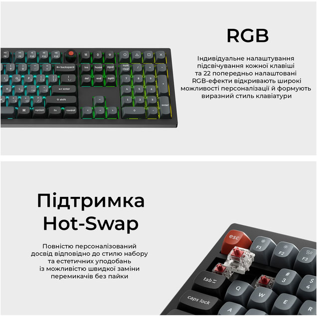 Клавиатура KEYCHRON V6 8K Super Red Switch Black RGB (V6W-D1-UA
