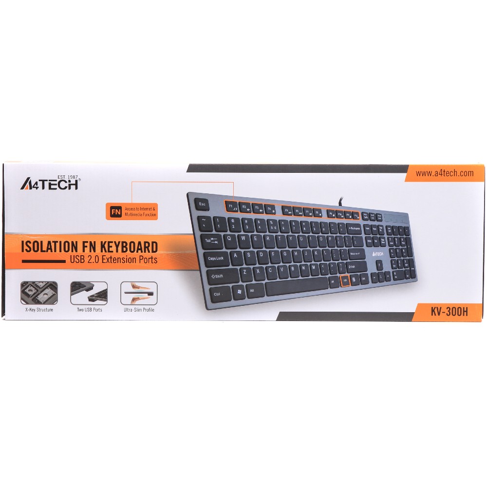 Клавіатура A4TECH KV-300H USB grey Конструкція мембранна