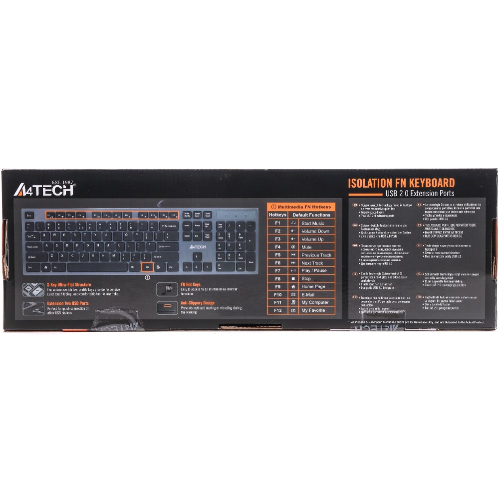 Клавіатура A4TECH KV-300H USB grey Підключення дротове