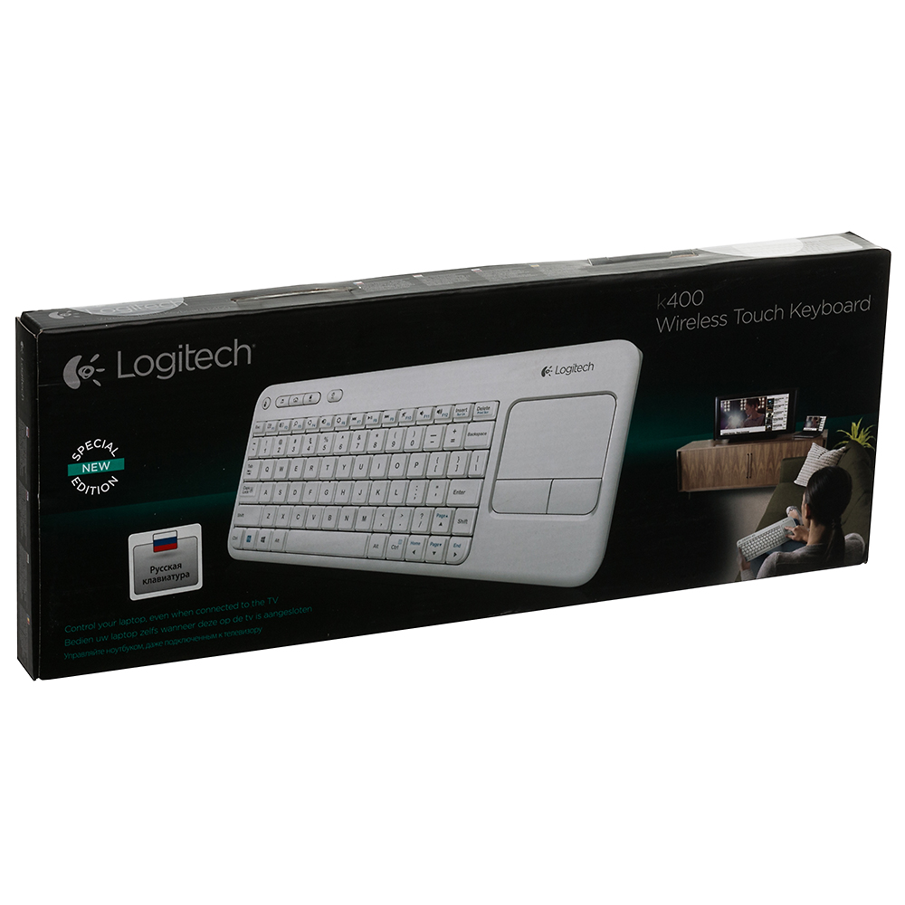 Клавіатура LOGITECH Wireless Touch K400 Russian layout White Інтерфейс радіоканал 2.4 ГГц