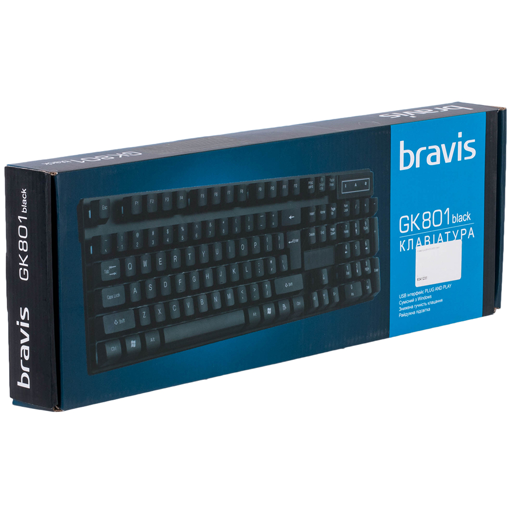 Зовнішній вигляд Клавіатура BRAVIS GK801 black