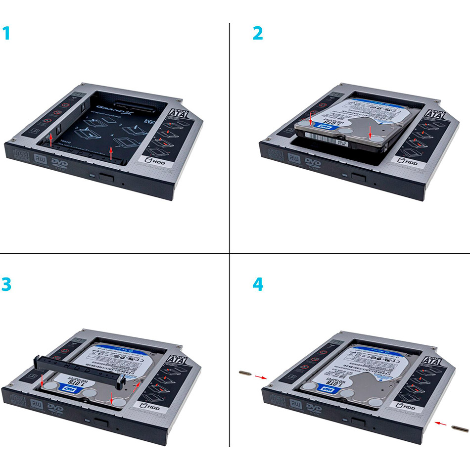 Кишеня-адаптер GRAND-X SATA/SATA3 (HDC-25) Додаткові характеристики висота адаптера 12.7 мм, інтерфейс HDD: SATA, ноутбук / материнська плата інтерфейс: SATA, комплектація: 2 гвинти для фіксації жорсткого диска, викрутка