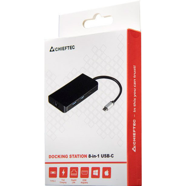 Док-станция CHIEFTEC DSC-801 8-in-1 Black Интерфейс подключения USB Type-C