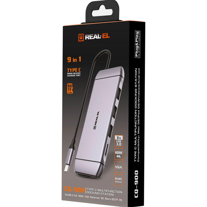 Фото Док-станція REAL EL CQ-900 Space Grey (EL123110003)