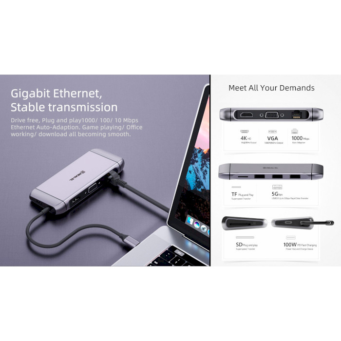 Зображення Док-станція REAL EL CQ-900 Space Grey (EL123110003)