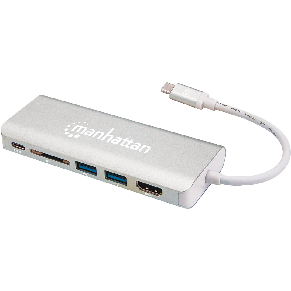 intracom USB3.1 Type-C - HDMI/USB 3.0x2/RJ45/SD Hub 7-in-1