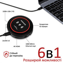 Док-станція Promate CenterHub 6 in 1 Maroon Black (centerhub.maroon)