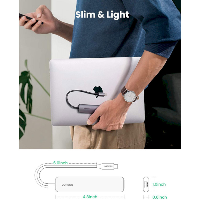 Док-станция UGREEN USB Type-C 5-in-1 Grey (20197) Интерфейс подключения USB Type-C