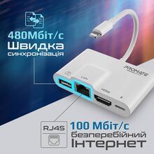 Док-станція PROMATE MediaSync-LT USB 3.0 OTG/RJ45/HDMI (mediasync-lt.white)