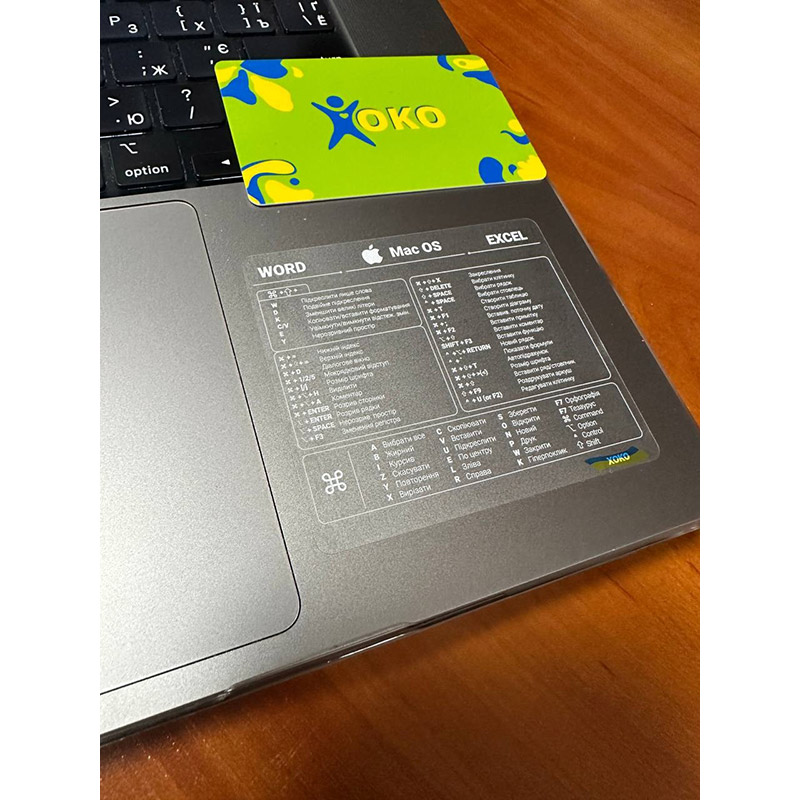 Наклейка XOKO з клавішами гарячого набору для Word-Mac OS-Excel Transparent White (XK-MCR-WMEW) Тип наліпка