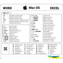 Наклейка XOKO с клавишами горячего набора для Word-Mac OS-Excel Transparent Black (XK-MCR-WMEB)