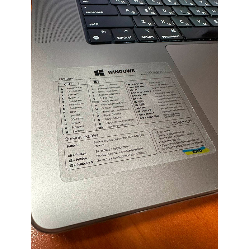 Наклейка XOKO із клавішами гарячого набору для Windows Transparent Black (XK-MCR-WIB) Тип наліпка