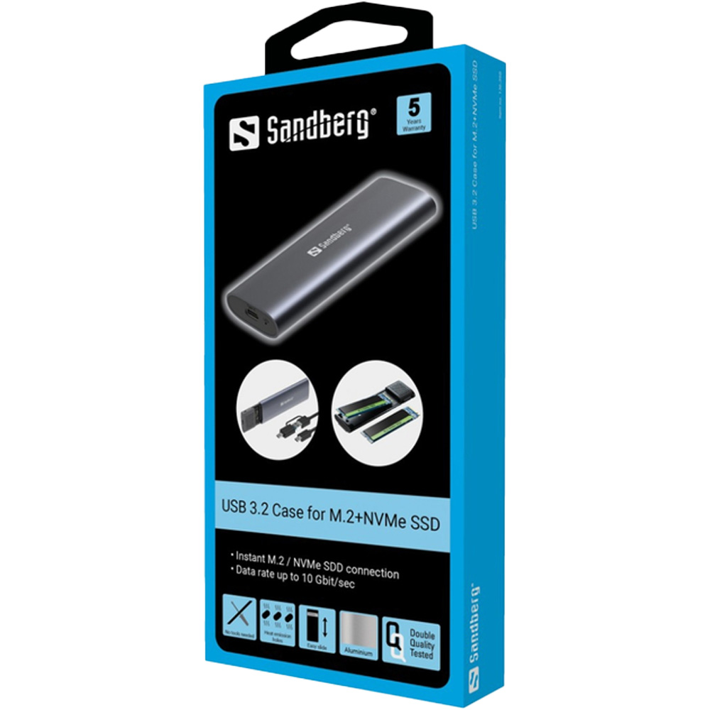 Зовнішня кишеня SANDBERG для SSD M.2 NVMe M-Key USB Type-C 3.2 Grey (136-39) Цвет сірий