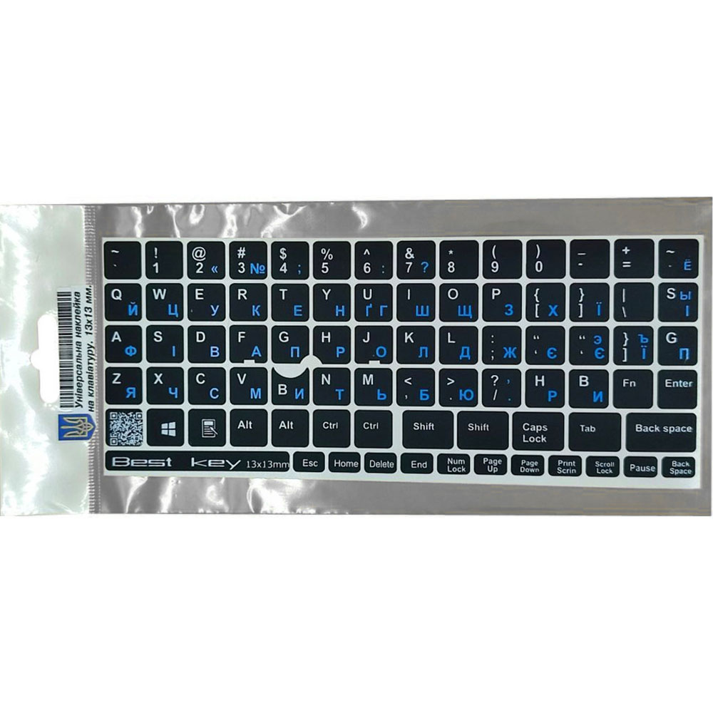 Наклейки на клавіатуру BESTKEY 76 keys UA Black/Blue (BKU13BLU/013)