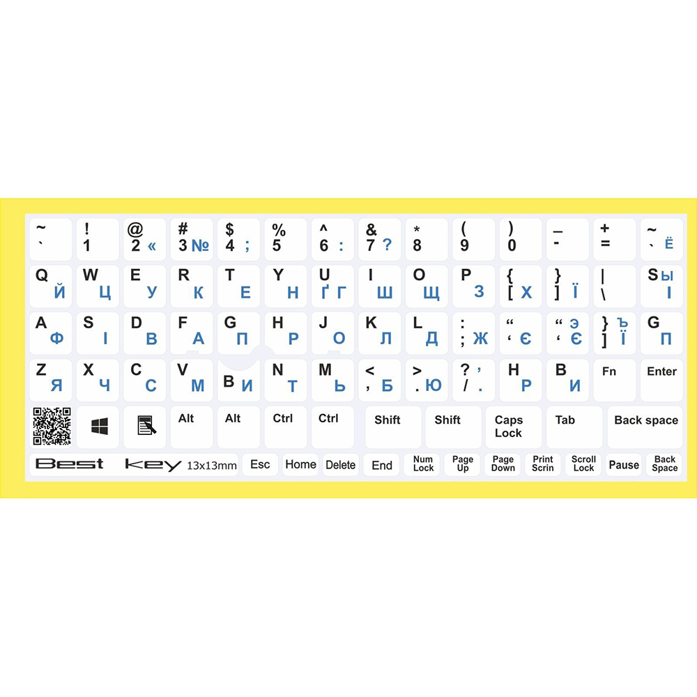 Наклейки на клавіатуру BESTKEY 76 кл Black White/Blue (BKU13WHI_BLU)