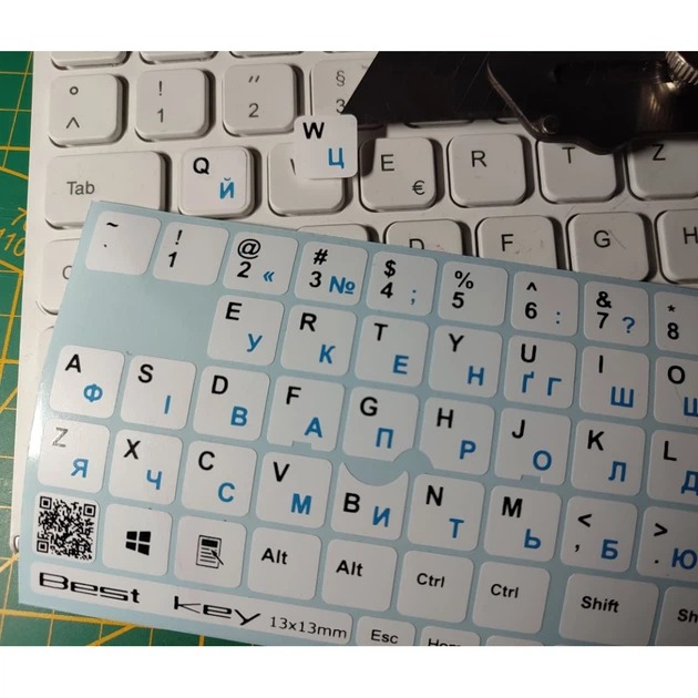 Наклейки на клавіатуру BESTKEY 76 кл Black White/Blue (BKU13WHI_BLU) Тип наліпка
