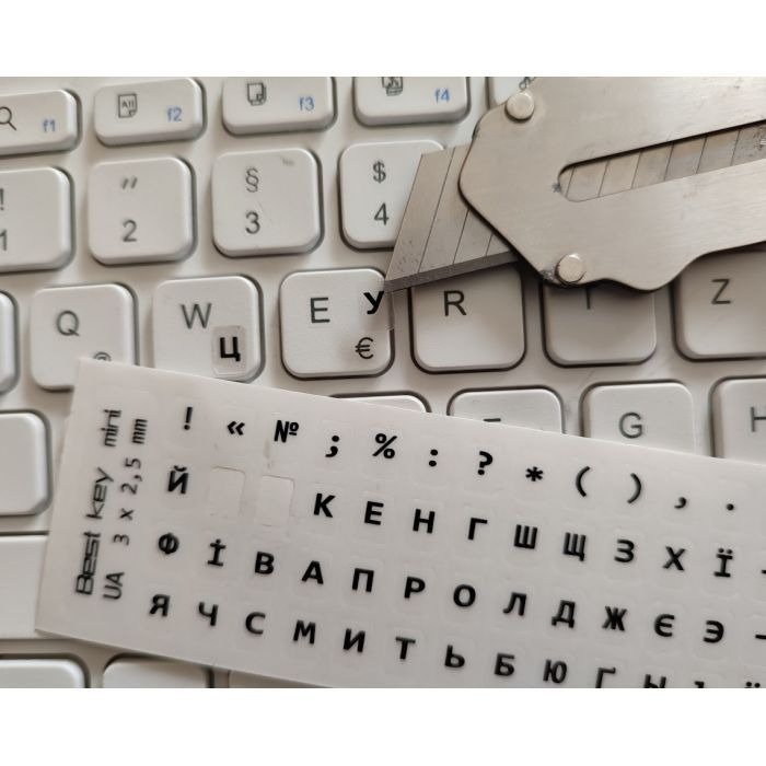 Наклейки на клавіатуру BESTKEY 56 кл Black/White (BKm3BlTr) Тип наліпка