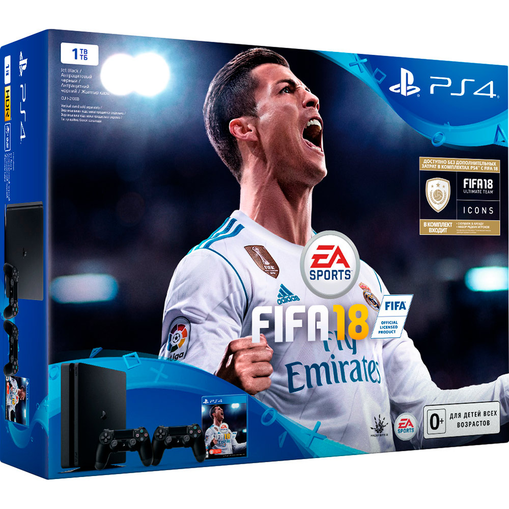 Игровая консоль SONY PS4 Slim 1TB Black (FIFA 18+DS) - в интернет-магазине  Фокстрот: цены, отзывы, характеристики | купить в Киеве, Харькове,  Днепропетровске, Одессе - Украина