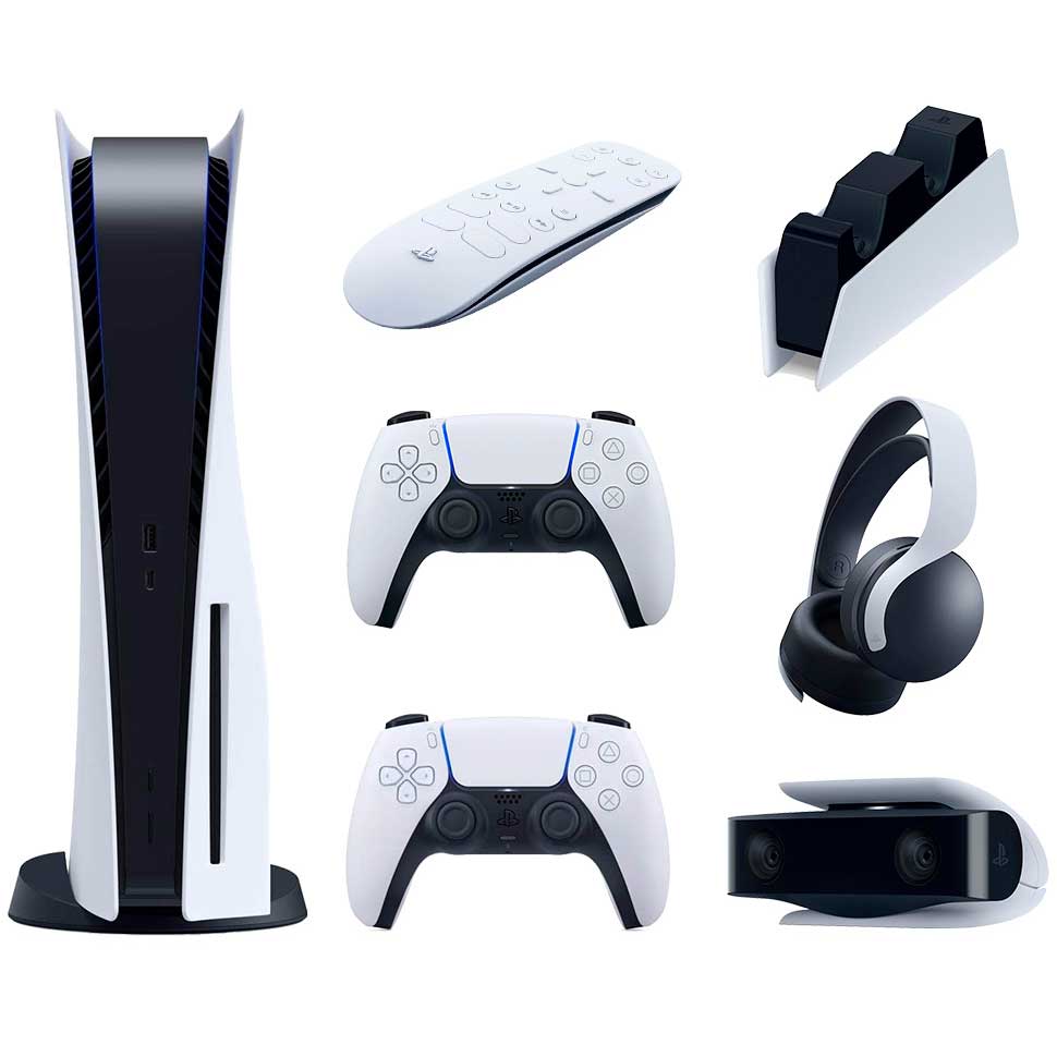 

Бандл Игровая приставка SONY PS5 Bluray + DualSense + Charging + Pulse + Camera + Media Remote, PS5 Bluray + DS + Charging + Pulse + Camera