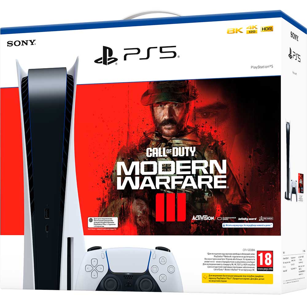 Ігрова приставка SONY PS5 Ultra HD Blu-ray + Гра Call of Duty: Modern Warfare III Відеопам'ять AMD Radeon RDNA 2
