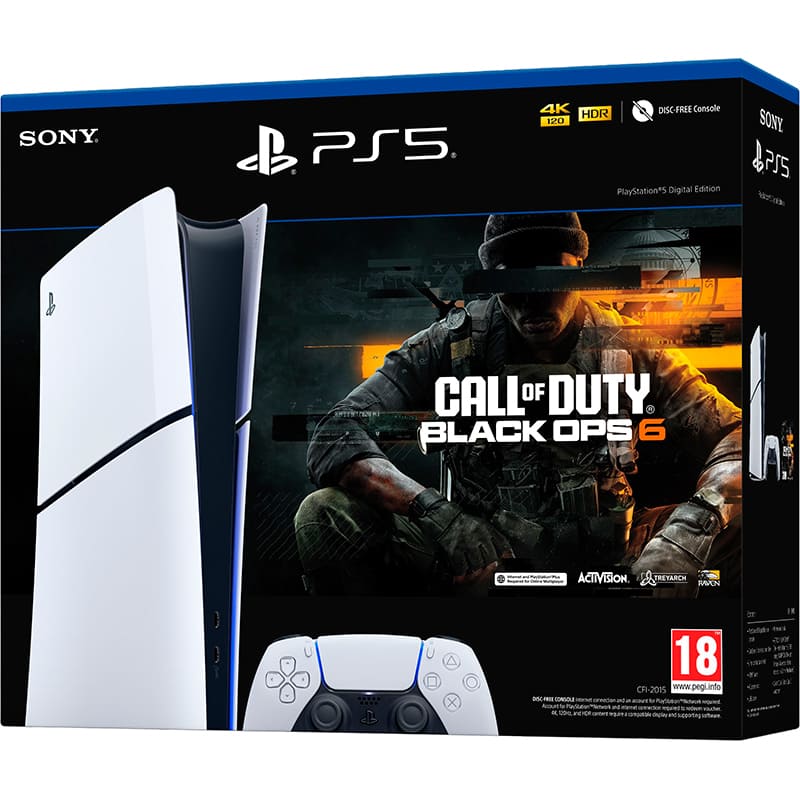 Игровая приставка SONY PlayStation 5 Slim Digital Edition Call of Duty Black Ops 6 Bundle (1000049606) Процессор   8-ядерный x86-64 AMD Ryzen Zen 2 (Частота: до 3.5 ГГц)