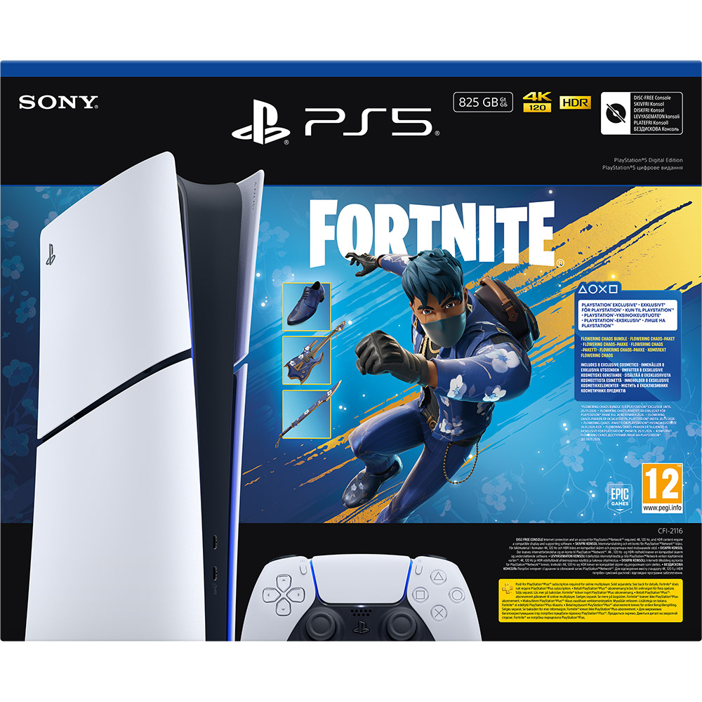 Ігрова приставка Sony PlayStation 5 Slim Digital Edition Fortnite Flowering Chaos Bundle (1000049851) Процесор   8-ядерний AMD Ryzen Zen 2 (Частота: до 3.5 ГГц)