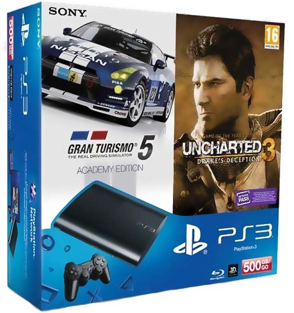 Ігрова приставка SONY PlayStation 3 Super Slim 500Gb + GT 5 + Uncharted