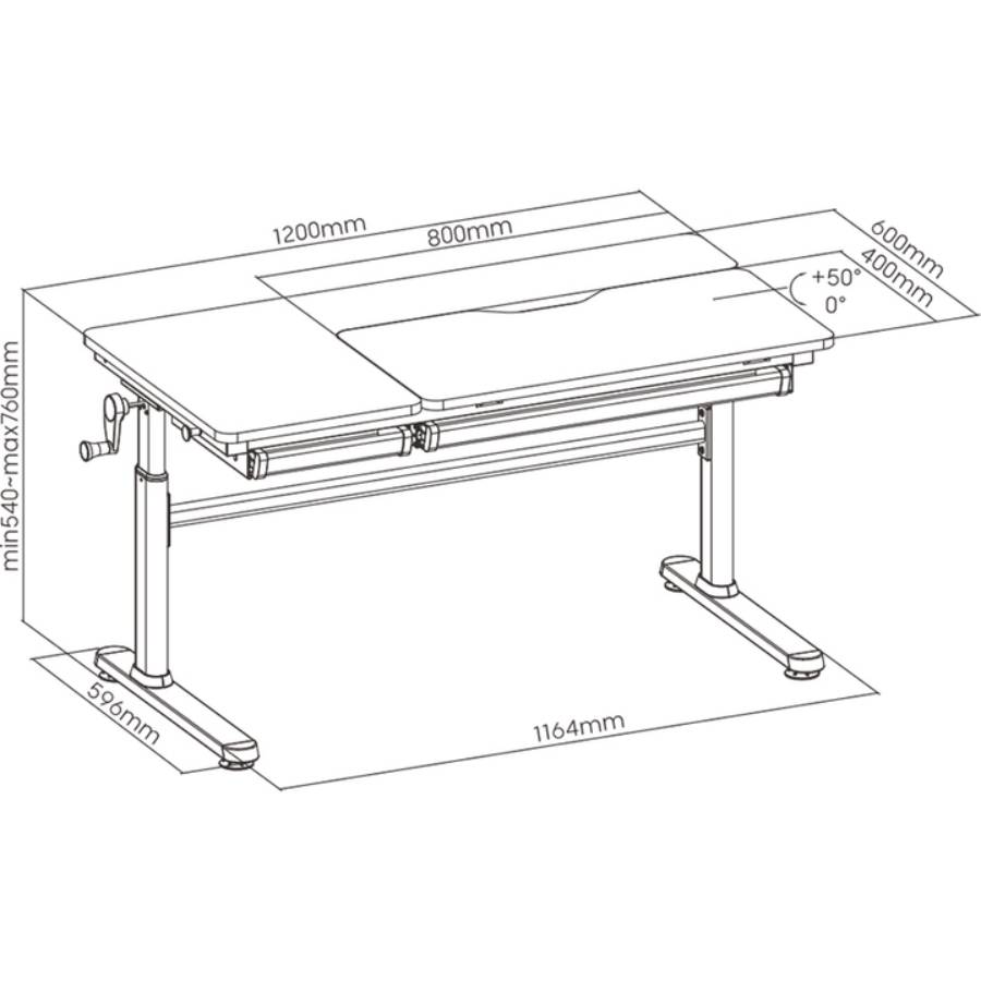 Стіл HISMART E702 з регулюванням висоти (1200x600 мм) (HS082772) Висота 160